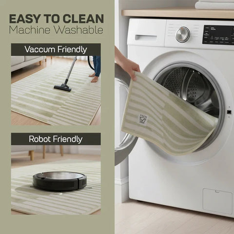Washable Area Rugs for Living Room, Bedroom & Dining Room – Modern Soft Low Pile Non Slip Carpet – Pet Friendly Waterproof Foldable Rugs for Home