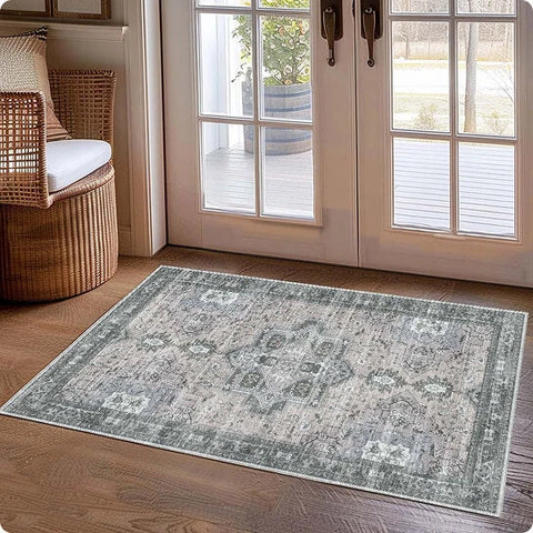 Washable Area Rugs for Living Room, Bedroom & Dining Room – Modern Soft Low Pile Non Slip Carpet – Pet Friendly Waterproof Foldable Rugs for Home