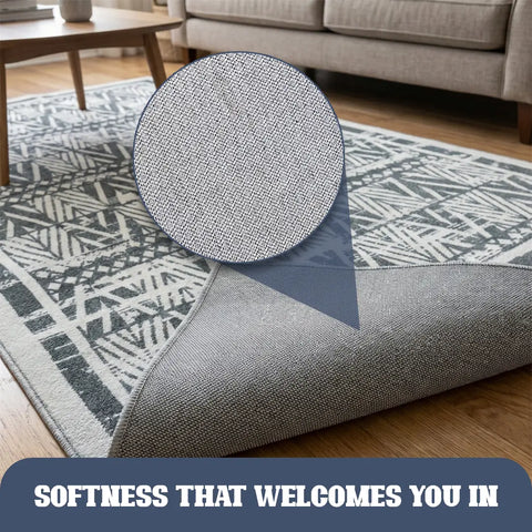 Washable Area Rugs for Living Room, Bedroom & Dining Room – Modern Soft Low Pile Non Slip Carpet – Pet Friendly Waterproof Foldable Rugs for Home