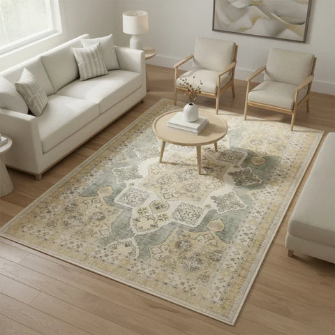 Washable Area Rugs for Living Room, Bedroom & Dining Room – Modern Soft Low Pile Non Slip Carpet – Pet Friendly Waterproof Foldable Rugs for Home