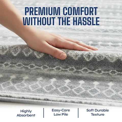 Washable Area Rugs for Living Room, Bedroom & Dining Room – Modern Soft Low Pile Non Slip Carpet – Pet Friendly Waterproof Foldable Rugs for Home