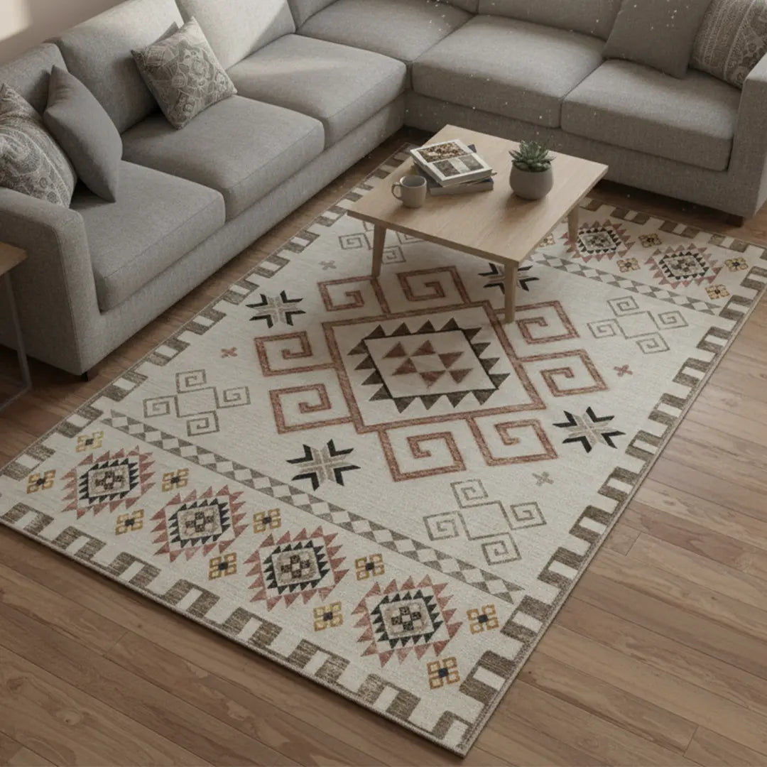 Washable Area Rugs for Living Room, Bedroom & Dining Room – Modern Soft Low Pile Non Slip Carpet – Pet Friendly Waterproof Foldable Rugs for Home