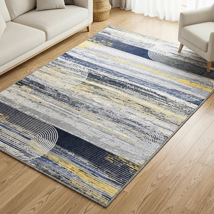 Washable Area Rugs for Living Room, Bedroom & Dining Room – Modern Soft Low Pile Non Slip Carpet – Pet Friendly Waterproof Foldable Rugs for Home