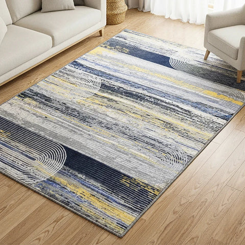 Washable Area Rugs for Living Room, Bedroom & Dining Room – Modern Soft Low Pile Non Slip Carpet – Pet Friendly Waterproof Foldable Rugs for Home