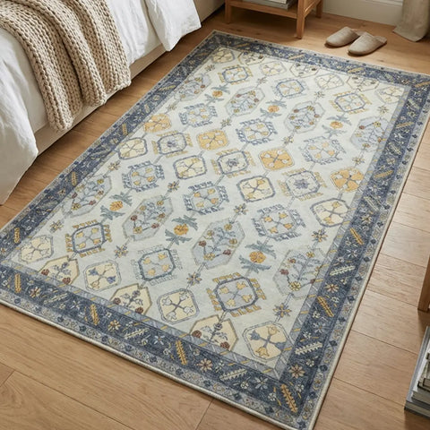 Washable Area Rugs for Living Room, Bedroom & Dining Room – Modern Soft Low Pile Non Slip Carpet – Pet Friendly Waterproof Foldable Rugs for Home