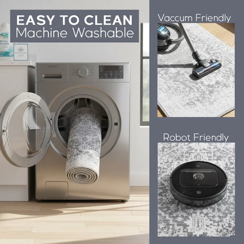 Washable Area Rugs for Living Room, Bedroom & Dining Room – Modern Soft Low Pile Non Slip Carpet – Pet Friendly Waterproof Foldable Rugs for Home