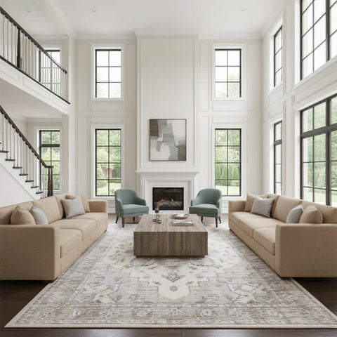 Washable Area Rugs for Living Room, Bedroom & Dining Room – Modern Soft Low Pile Non Slip Carpet – Pet Friendly Waterproof Foldable Rugs for Home