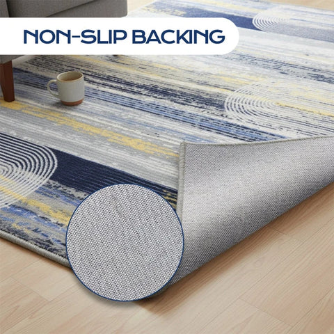 Washable Area Rugs for Living Room, Bedroom & Dining Room – Modern Soft Low Pile Non Slip Carpet – Pet Friendly Waterproof Foldable Rugs for Home