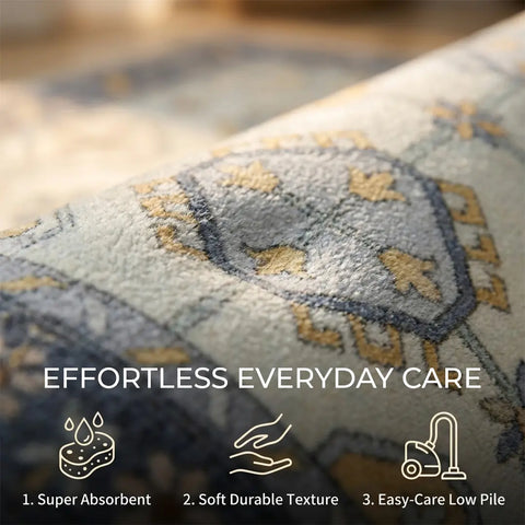 Washable Area Rugs for Living Room, Bedroom & Dining Room – Modern Soft Low Pile Non Slip Carpet – Pet Friendly Waterproof Foldable Rugs for Home