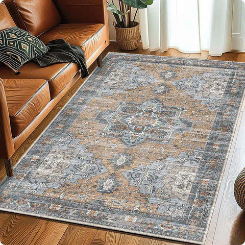 Washable Area Rugs for Living Room, Bedroom & Dining Room – Modern Soft Low Pile Non Slip Carpet – Pet Friendly Waterproof Foldable Rugs for Home