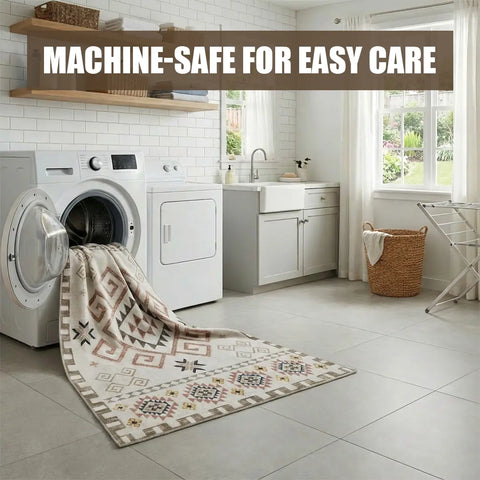 Washable Area Rugs for Living Room, Bedroom & Dining Room – Modern Soft Low Pile Non Slip Carpet – Pet Friendly Waterproof Foldable Rugs for Home