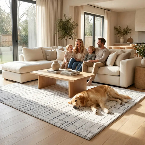 Washable Area Rugs for Living Room, Bedroom & Dining Room – Modern Soft Low Pile Non Slip Carpet – Pet Friendly Waterproof Foldable Rugs for Home