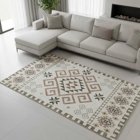 Washable Area Rugs for Living Room, Bedroom & Dining Room – Modern Soft Low Pile Non Slip Carpet – Pet Friendly Waterproof Foldable Rugs for Home