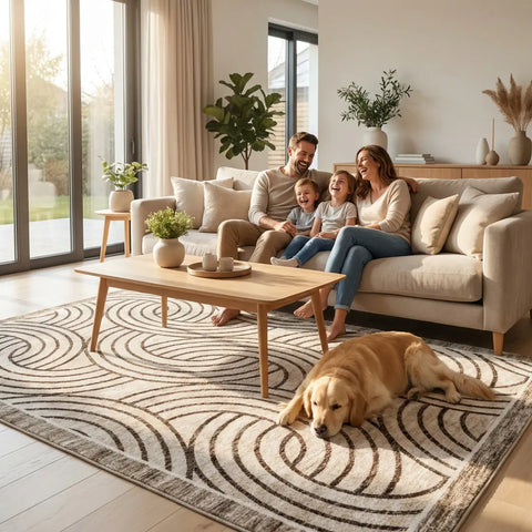 Washable Area Rugs for Living Room, Bedroom & Dining Room – Modern Soft Low Pile Non Slip Carpet – Pet Friendly Waterproof Foldable Rugs for Home
