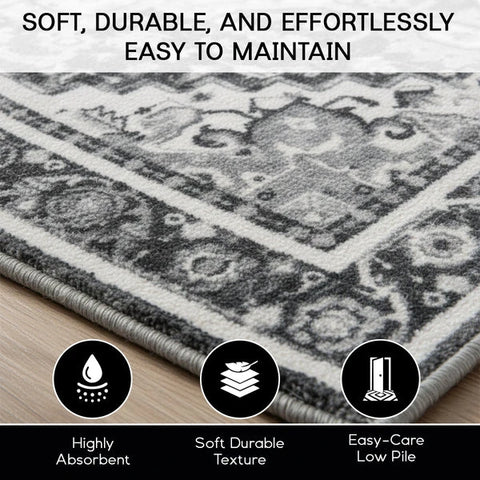 Washable Area Rugs for Living Room, Bedroom & Dining Room – Modern Soft Low Pile Non Slip Carpet – Pet Friendly Waterproof Foldable Rugs for Home