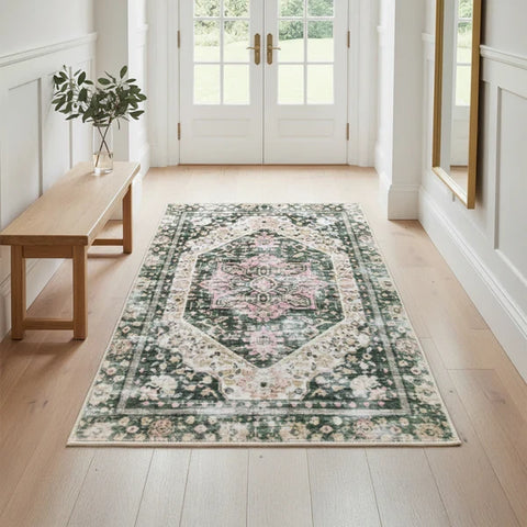Washable Area Rugs for Living Room, Bedroom & Dining Room – Modern Soft Low Pile Non Slip Carpet – Pet Friendly Waterproof Foldable Rugs for Home