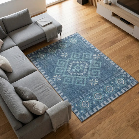 Washable Area Rugs for Living Room, Bedroom & Dining Room – Modern Soft Low Pile Non Slip Carpet – Pet Friendly Waterproof Foldable Rugs for Home
