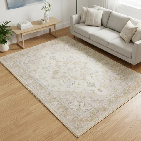 Washable Area Rugs for Living Room, Bedroom & Dining Room – Modern Soft Low Pile Non Slip Carpet – Pet Friendly Waterproof Foldable Rugs for Home