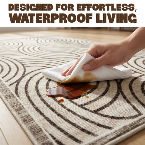 Washable Area Rugs for Living Room, Bedroom & Dining Room – Modern Soft Low Pile Non Slip Carpet – Pet Friendly Waterproof Foldable Rugs for Home