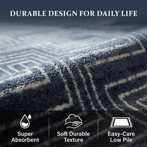 Washable Area Rugs for Living Room, Bedroom & Dining Room – Modern Soft Low Pile Non Slip Carpet – Pet Friendly Waterproof Foldable Rugs for Home