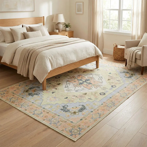 Washable Area Rugs for Living Room, Bedroom & Dining Room – Modern Soft Low Pile Non Slip Carpet – Pet Friendly Waterproof Foldable Rugs for Home