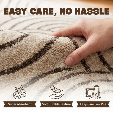 Washable Area Rugs for Living Room, Bedroom & Dining Room – Modern Soft Low Pile Non Slip Carpet – Pet Friendly Waterproof Foldable Rugs for Home