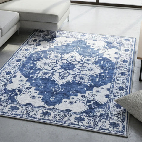Washable Area Rugs for Living Room, Bedroom & Dining Room – Modern Soft Low Pile Non Slip Carpet – Pet Friendly Waterproof Foldable Rugs for Home