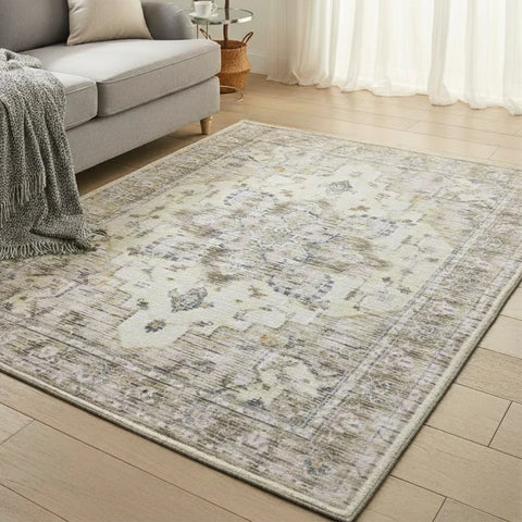 Washable Area Rugs for Living Room, Bedroom & Dining Room – Modern Soft Low Pile Non Slip Carpet – Pet Friendly Waterproof Foldable Rugs for Home